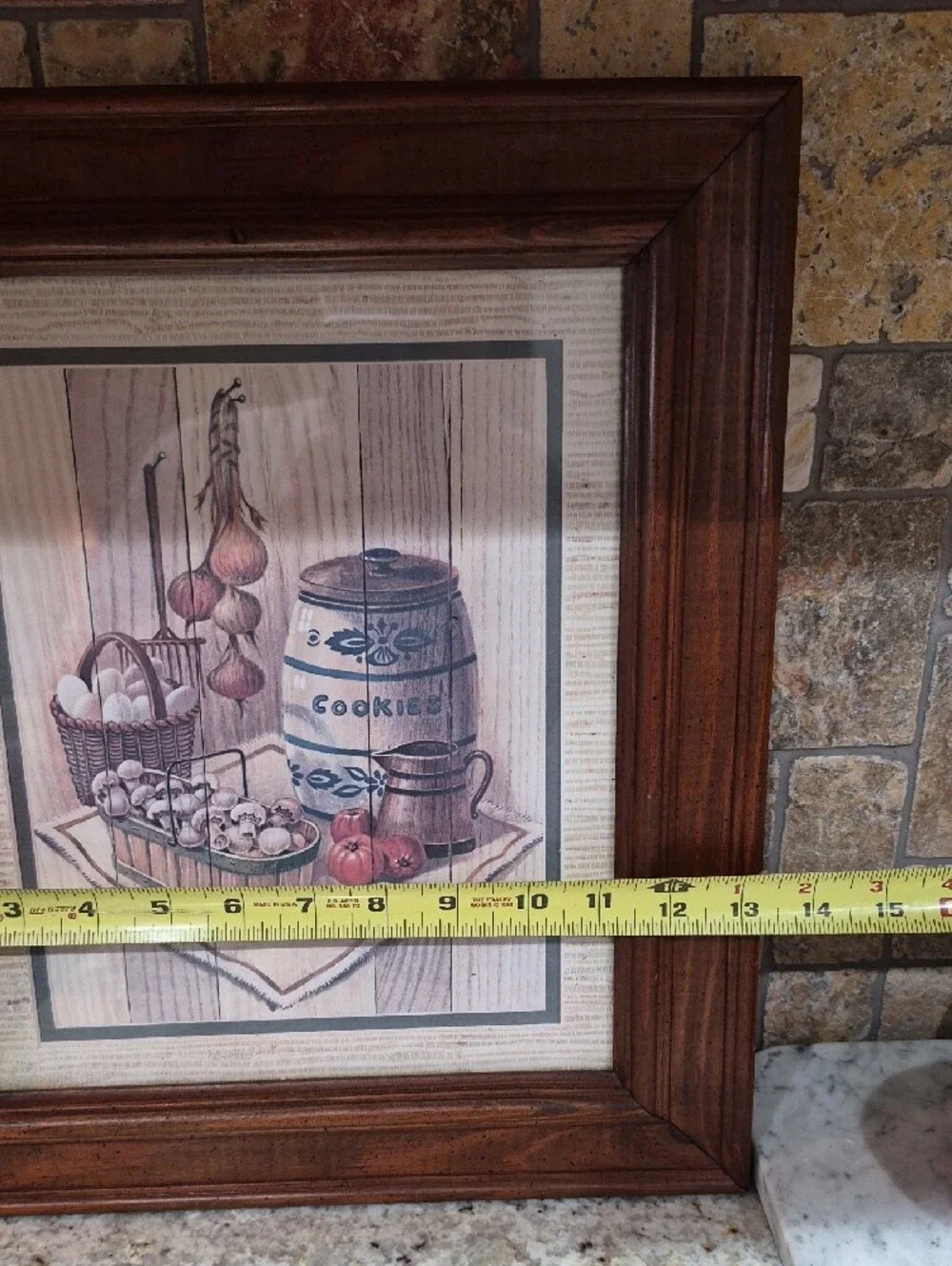 Rustic Kitchen Still Life Framed Art - Brown Wood Frame